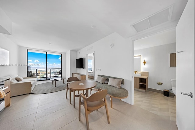 view of tiled living room