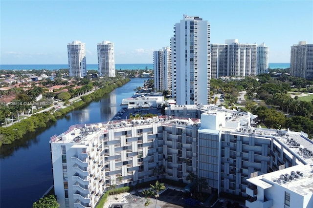 bird's eye view featuring a water view