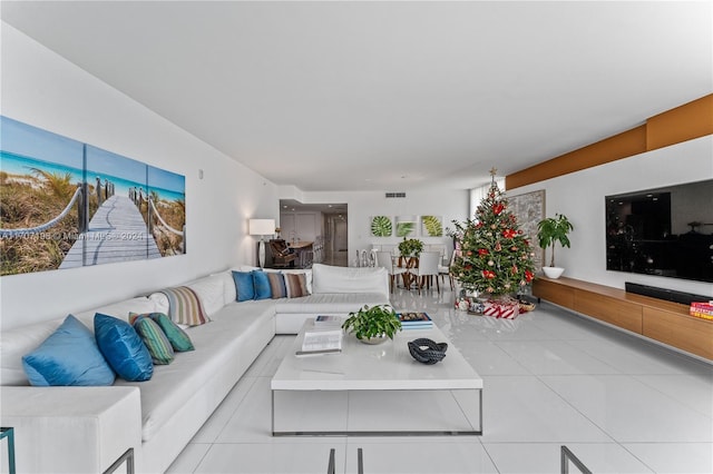 view of tiled living room