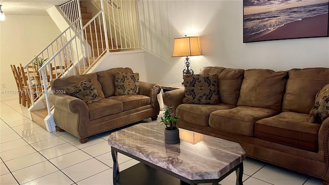 view of tiled living room