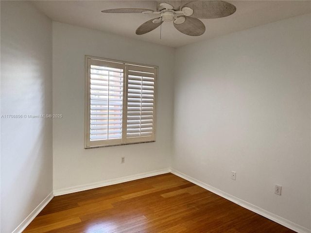 unfurnished room featuring ceiling fan and wood-type flooring