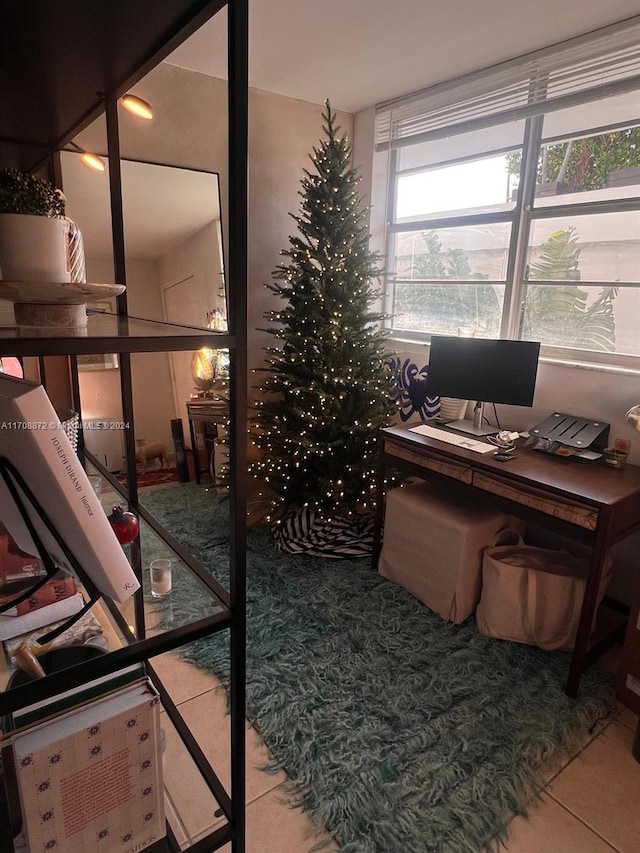 office area featuring tile patterned floors