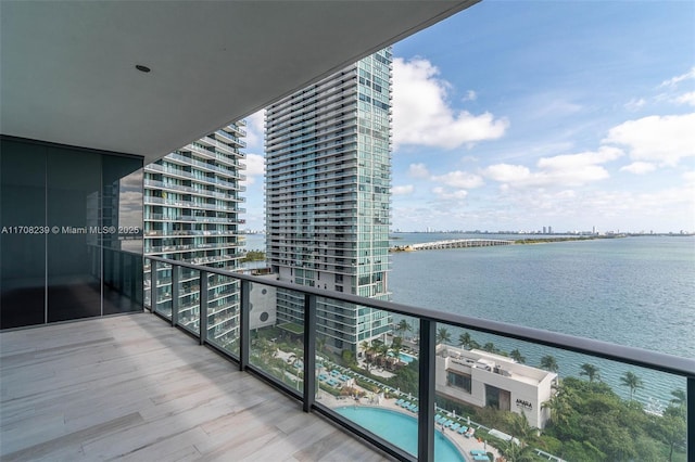 balcony with a water view