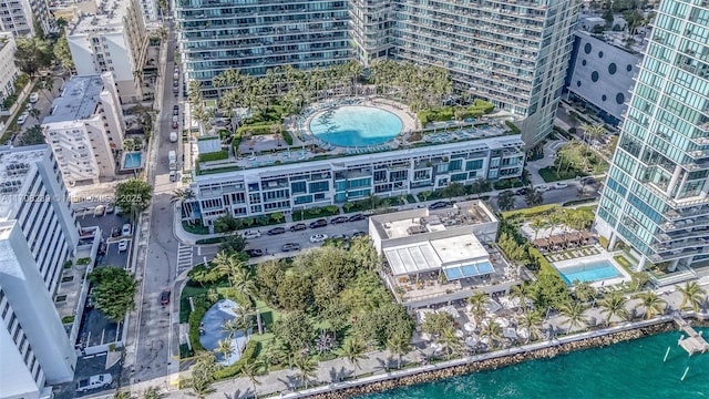 birds eye view of property featuring a view of city