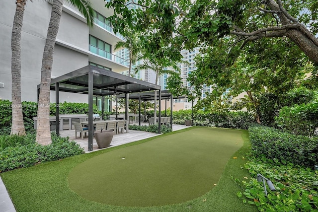 view of community featuring a patio area