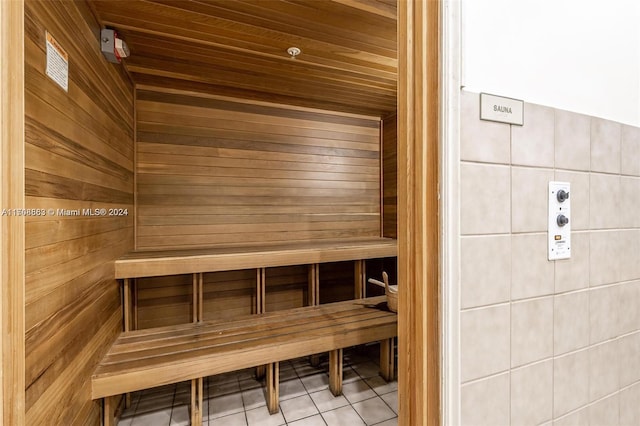 view of sauna / steam room featuring tile patterned floors