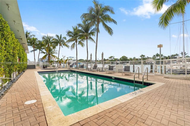 view of swimming pool with a patio area