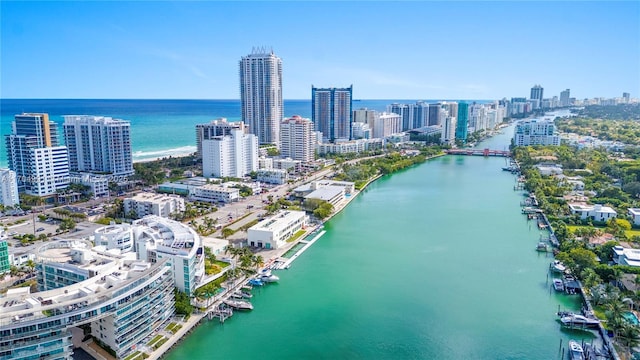 bird's eye view featuring a water view