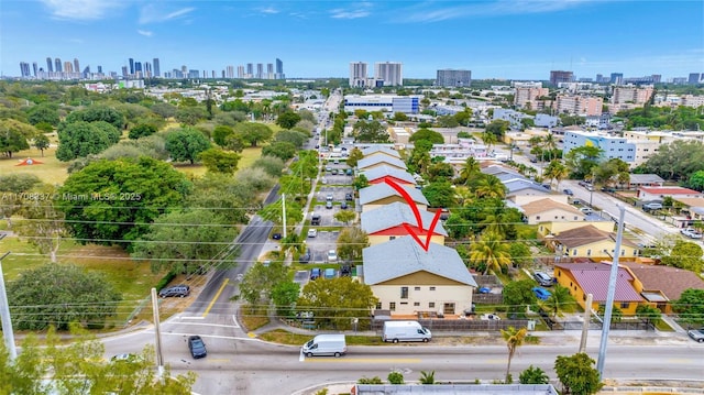 drone / aerial view featuring a view of city