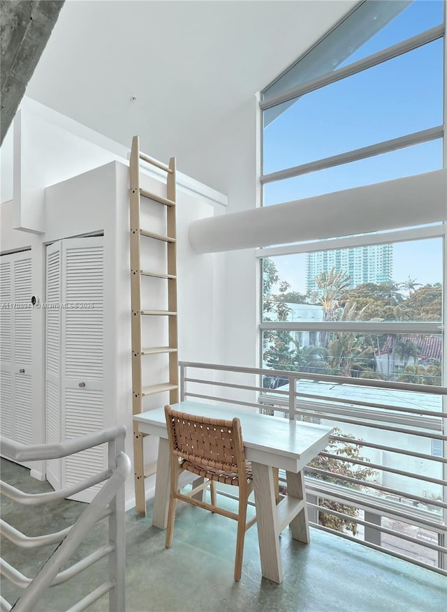 dining room with expansive windows