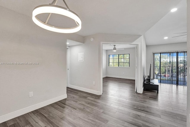 spare room featuring hardwood / wood-style flooring and ceiling fan