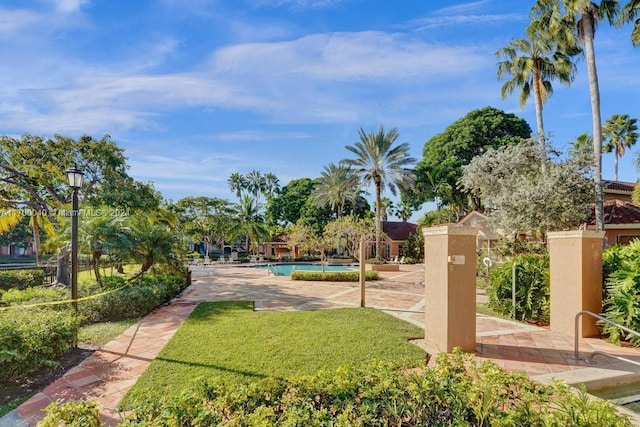 view of home's community with a patio and a pool