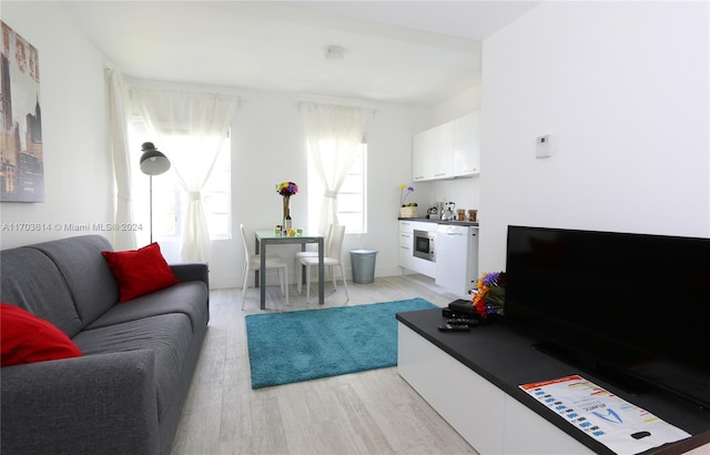 living room featuring light wood-type flooring