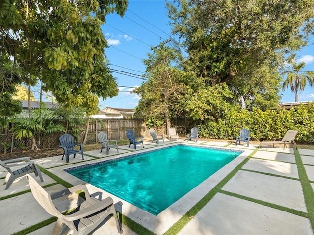 view of swimming pool featuring a patio