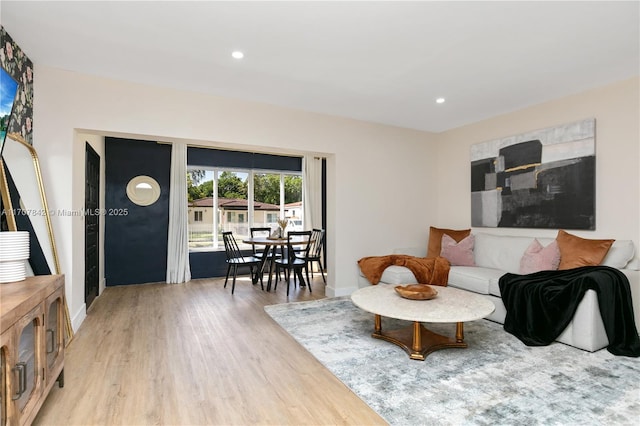 living room with light wood-type flooring