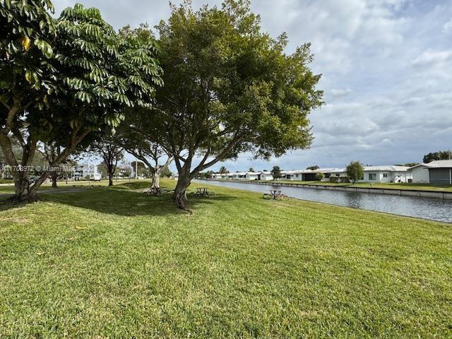 view of yard with a water view