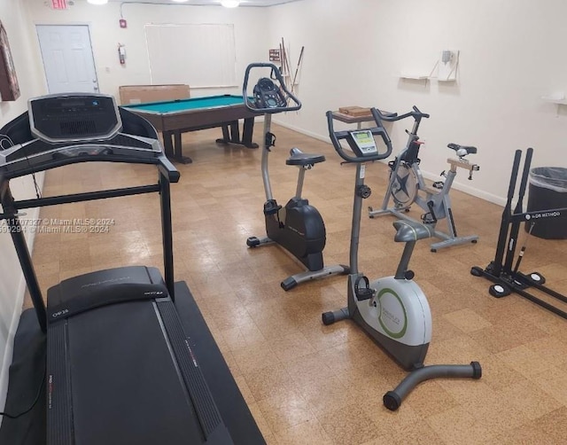 workout area featuring pool table