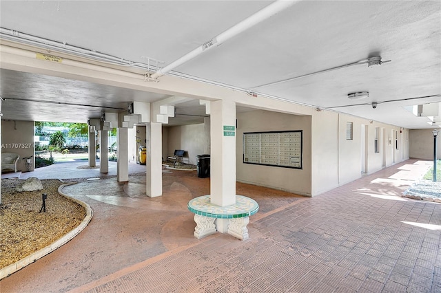 view of patio with mail area