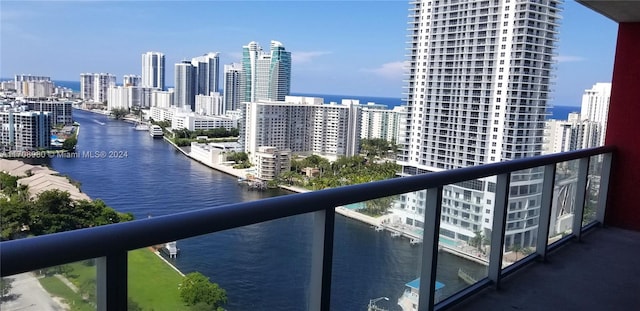 balcony with a water view