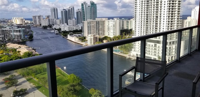 balcony with a water view