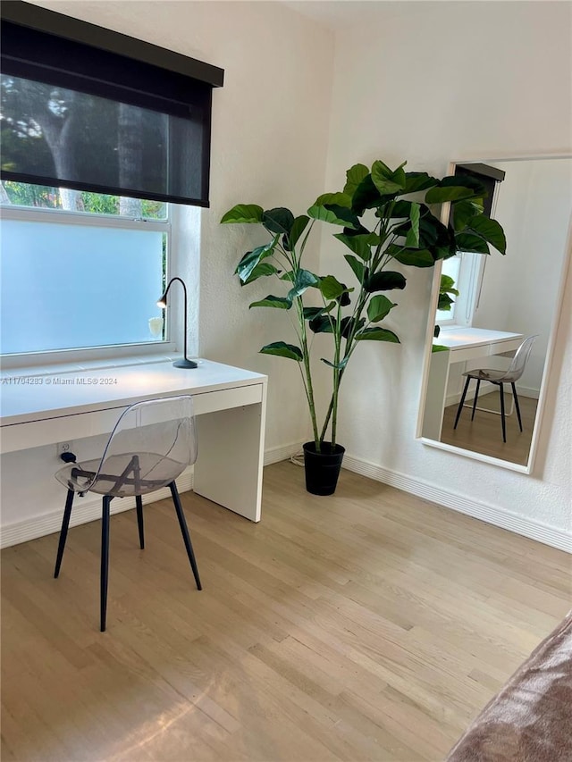 office area featuring light hardwood / wood-style floors