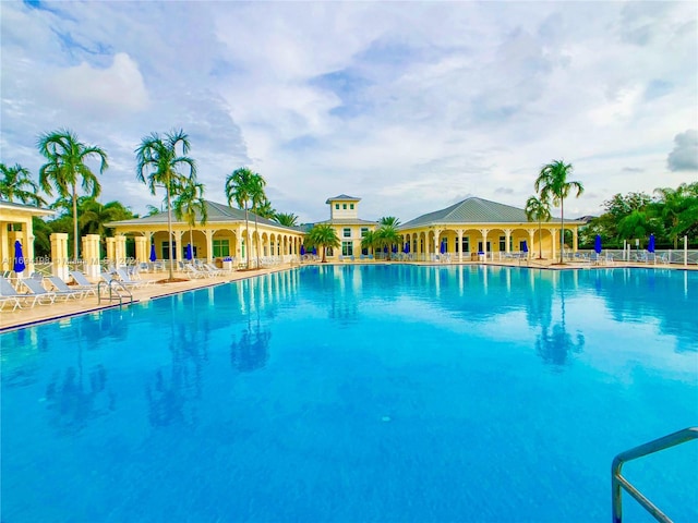 view of pool featuring a patio