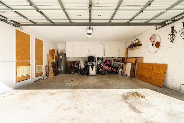 garage with electric water heater