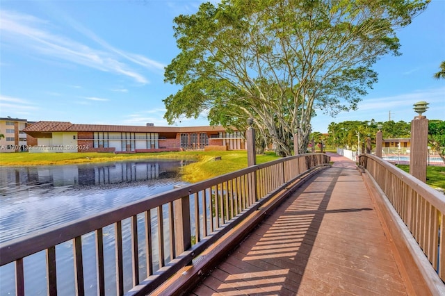 view of property's community with a water view