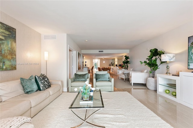 view of tiled living room