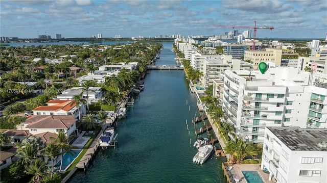 bird's eye view featuring a water view