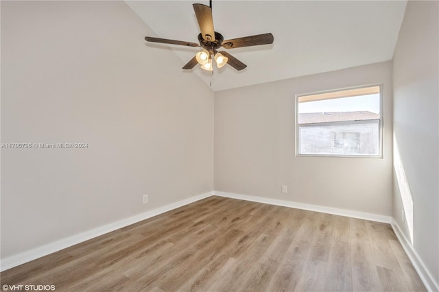 spare room with ceiling fan and light hardwood / wood-style floors