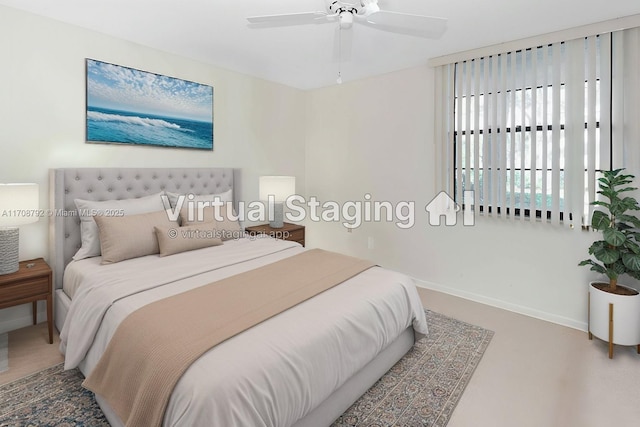 bedroom featuring ceiling fan