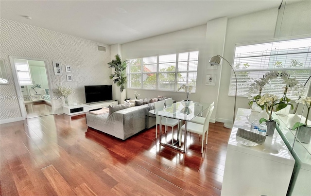 living room with wood-type flooring