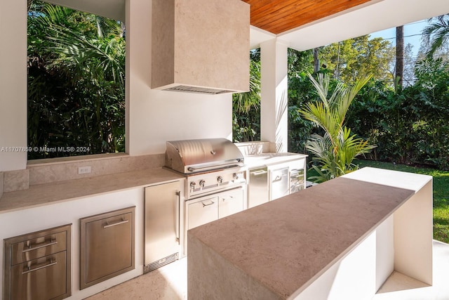 view of patio / terrace featuring area for grilling and a grill