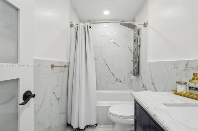 10949 Mainsail Dr, Cooper City, FL 33026 - bathroom with shower / tub combo with curtain, marble finish flooring, vanity, and recessed lighting