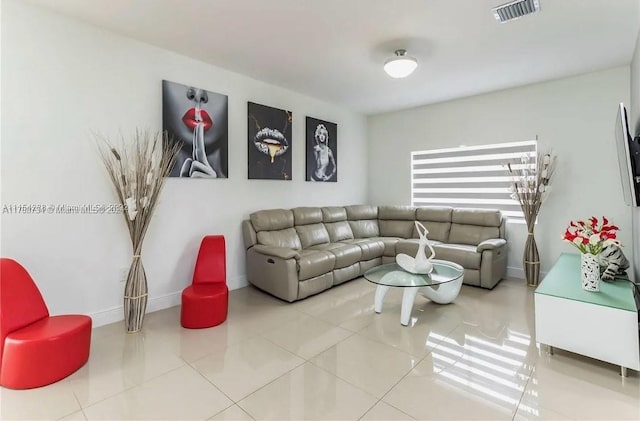 view of tiled living room