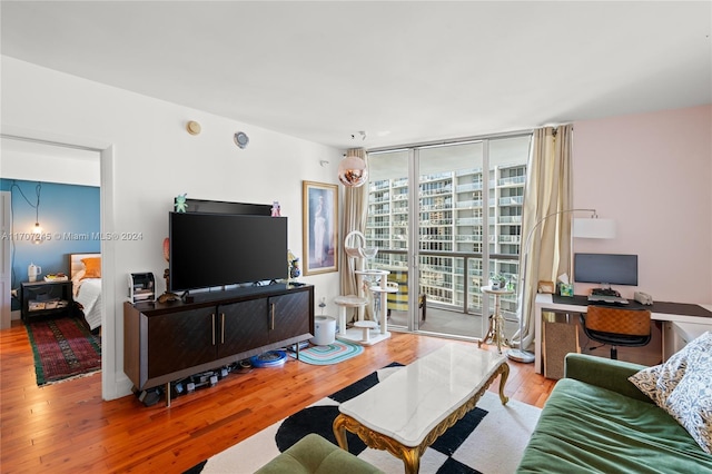 living room featuring light hardwood / wood-style flooring