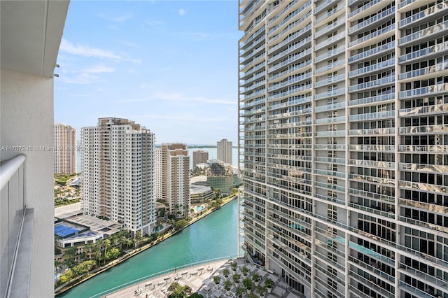 property's view of city with a water view