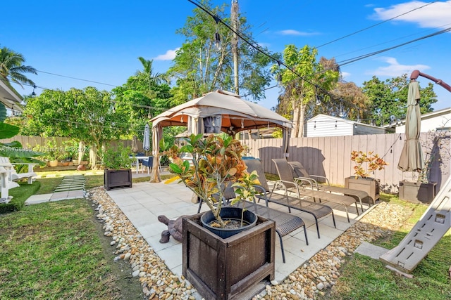 view of patio featuring a gazebo