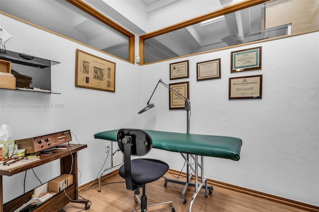 office area featuring light hardwood / wood-style floors