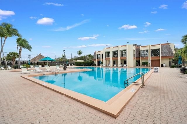 view of pool featuring a patio area