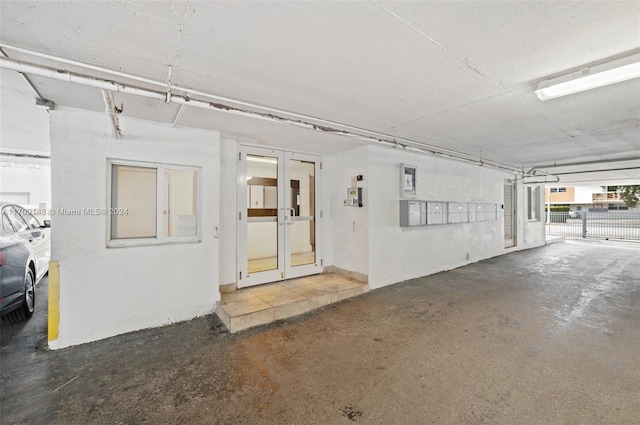 garage featuring french doors