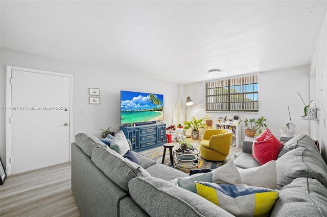 living room with light wood-type flooring