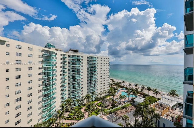 view of water feature featuring a beach view