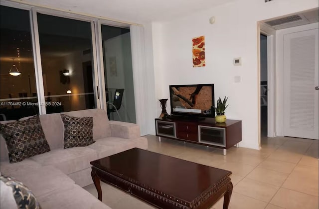 view of tiled living room