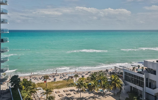 view of water feature with a view of the beach