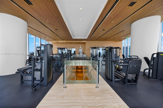 exercise room with plenty of natural light