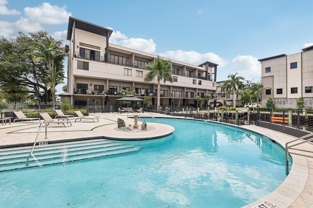 view of pool with a patio area