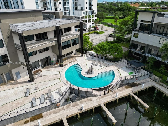 view of pool featuring a patio area