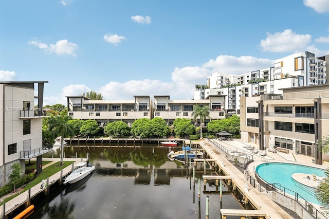 view of water feature featuring a boat dock